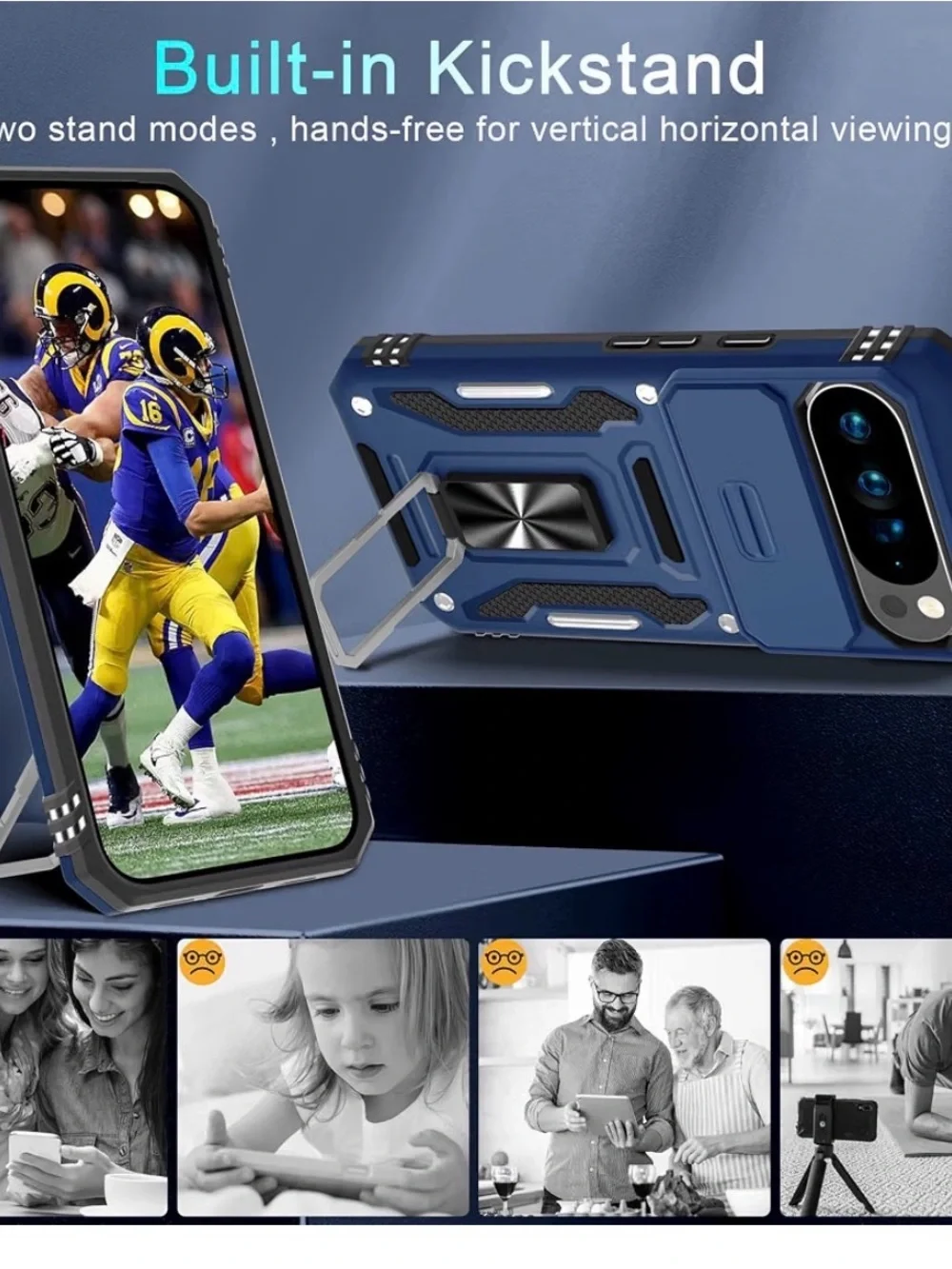 Navy Blue Protective Case with Kickstand for Google Pixel 10 Pro XL NEW